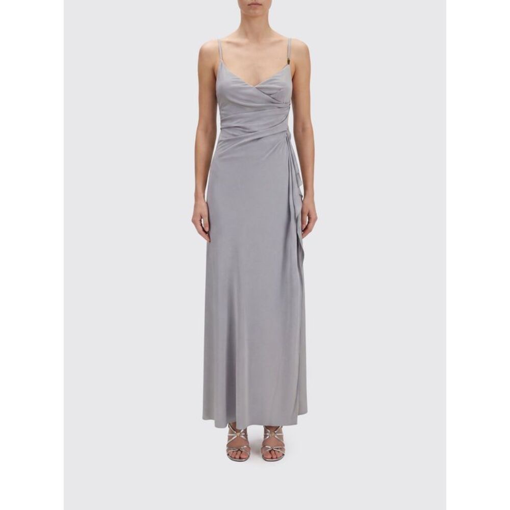 Versace Women Versace Viscose Jersey Long Evening Gown With Logo Straps